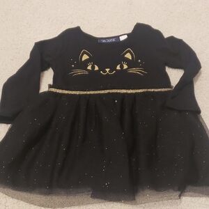 The Children's Place Baby Cat Black Dress with Gold Details
